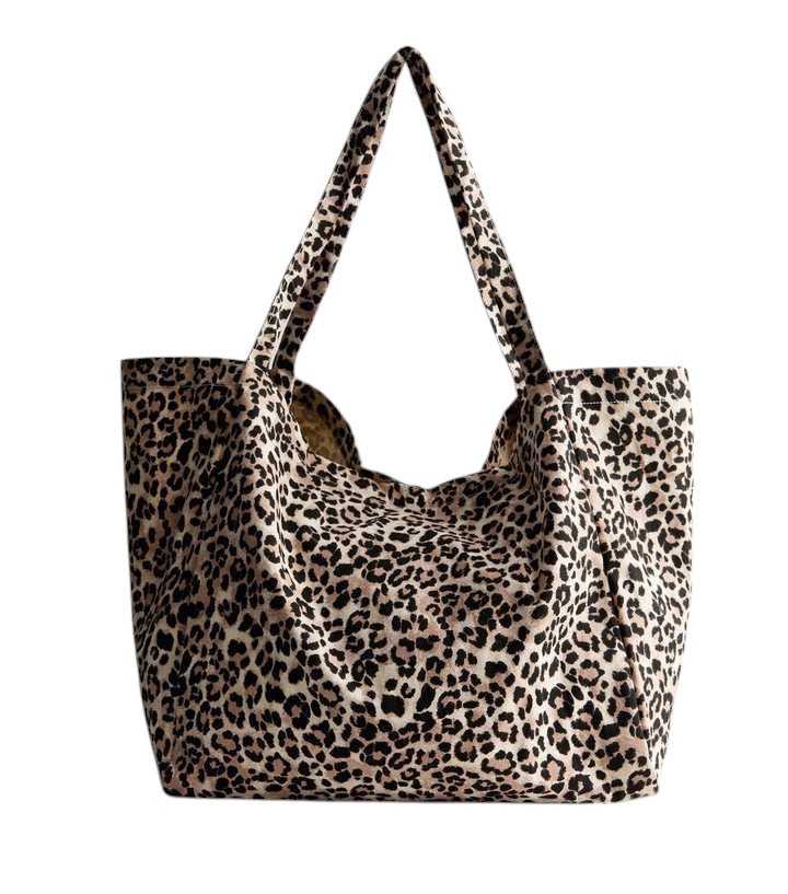 Brown Leopard Print Slouchy Tote Bag - HANDBAGG STUDIO