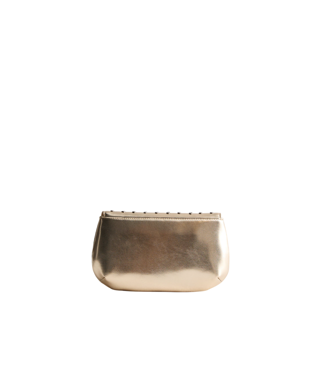 Glamorous Gold Faux Leather Clutch with Diamanté Detailing