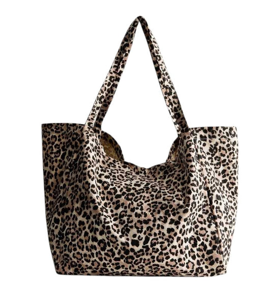 Brown Leopard Print Slouchy Tote Bag - HANDBAGG STUDIO