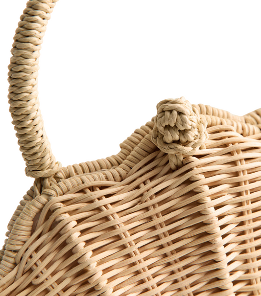 Stone Wicker Shell Crossbody Bag
